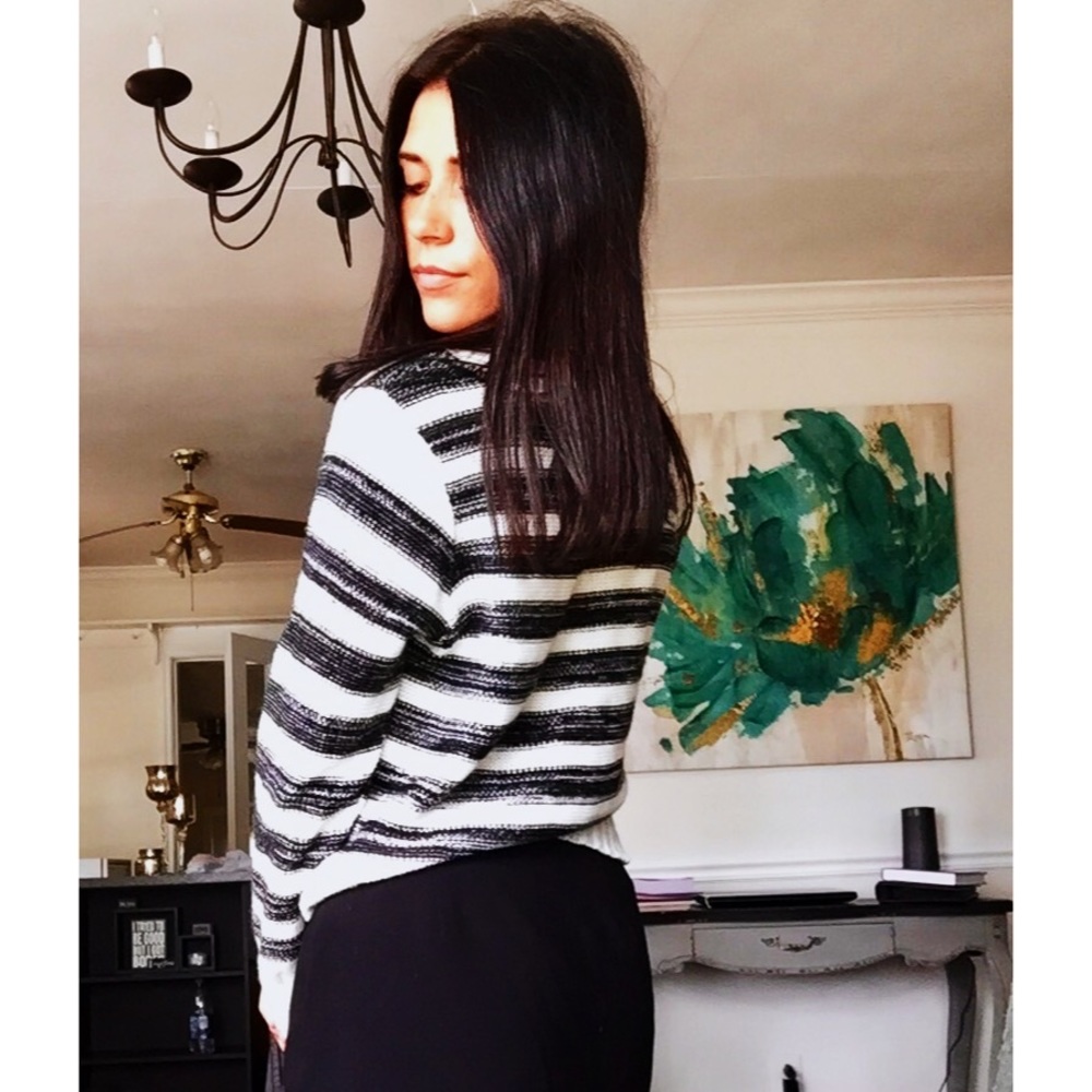 Black and White Stripe Long Sleeve Sweater